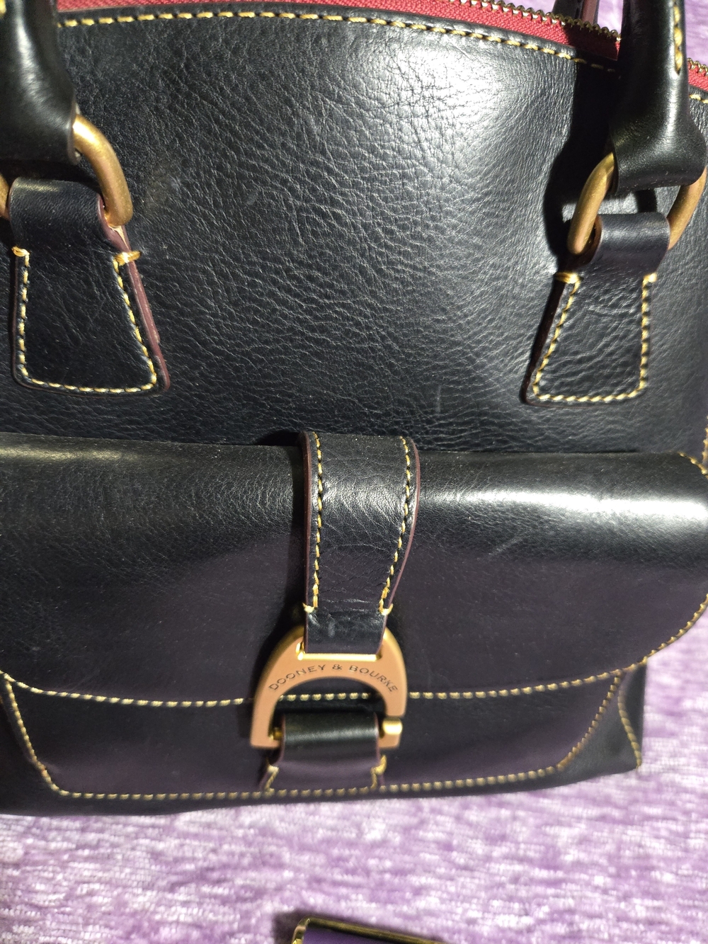 Dooney & Bourke FLORENTINE NAVY💙 Leather Naomi Satchel with Gold Hardware. EUC - Picture 11 of 16